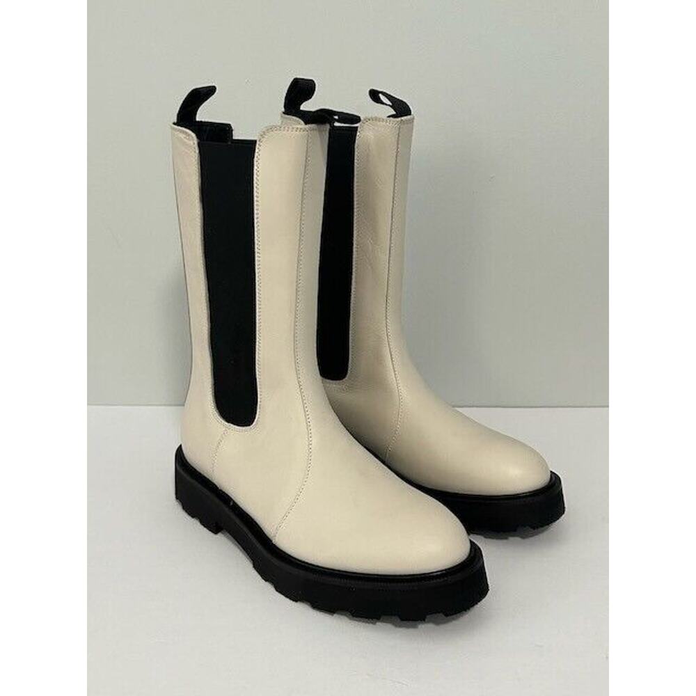 Lita By Ciara Thrive Tall Chelsea Boots Platform Pull On Leather White Sz 36 NIB